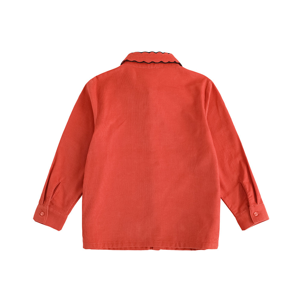 Vauva FW23 - Girls Embroidered Collar Long Sleeve Shirt (Red) - My Little Korner
