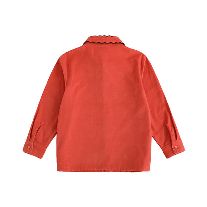 VAUVA Vauva FW23 - Girls Embroidered Collar Long Sleeve Shirt (Red) Shirt