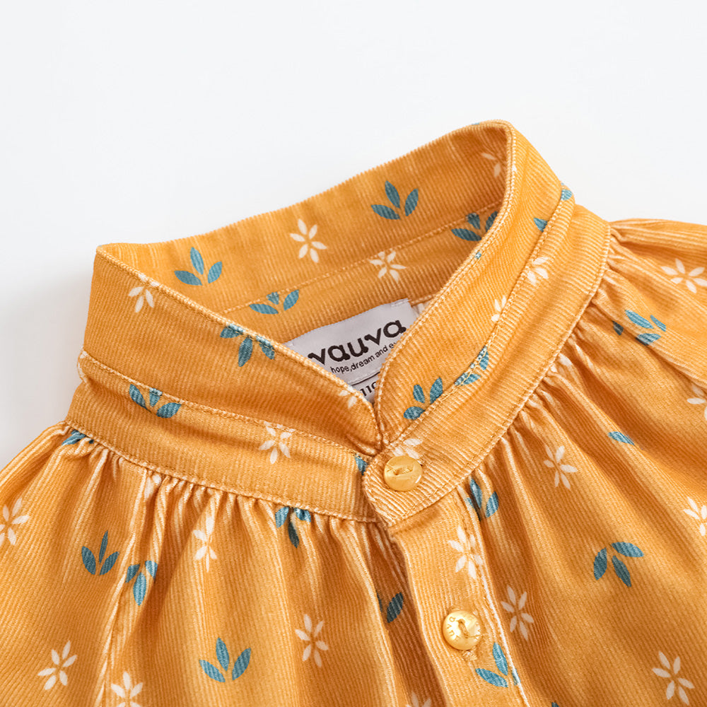 VAUVA Vauva FW23 - Girls Printed Cotton Corduroy Shirt (Yellow) Shirt