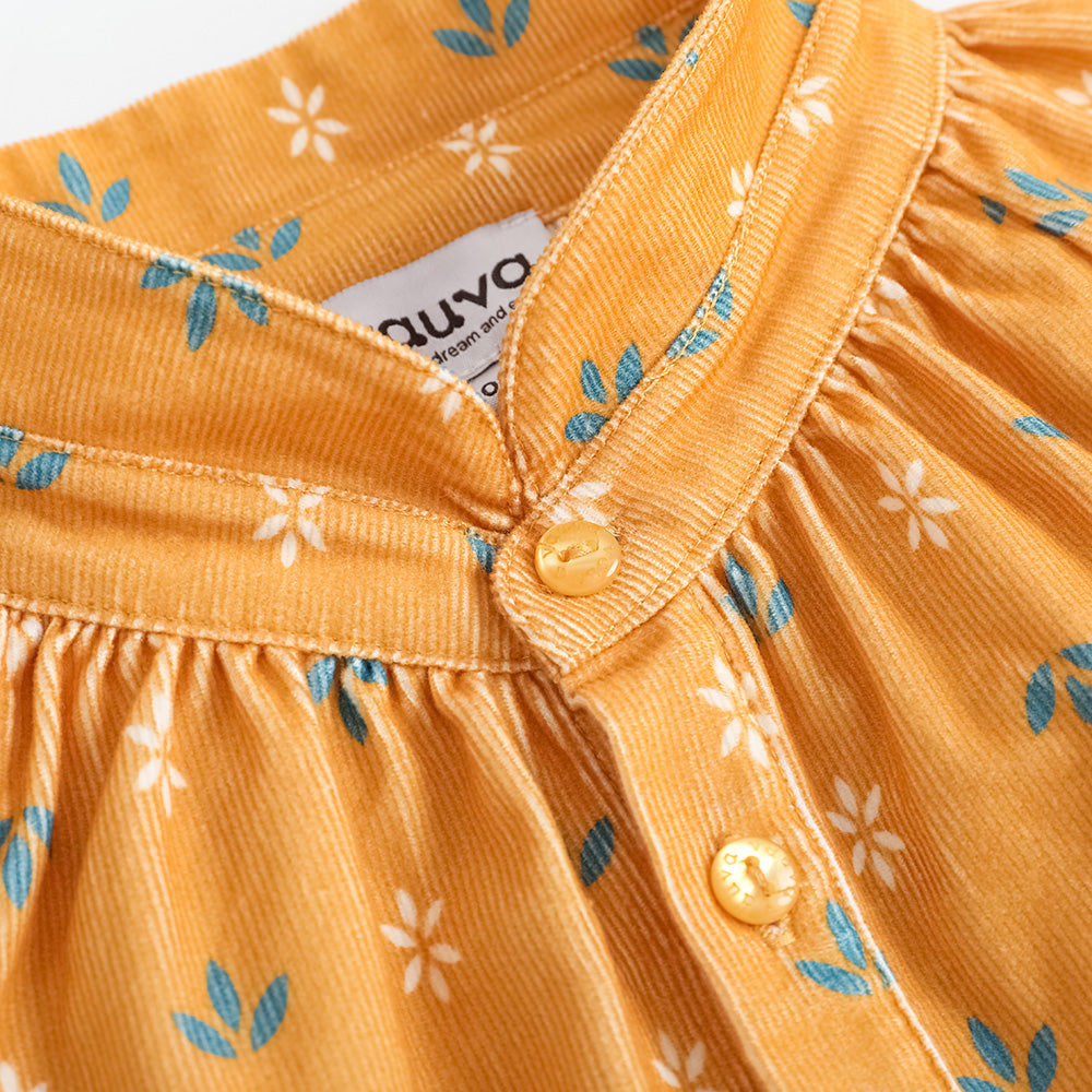 VAUVA Vauva FW23 - Girls Printed Cotton Corduroy Shirt (Yellow) Shirt