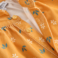 Vauva FW23 - Girls Printed Cotton Corduroy Shirt (Yellow) - My Little Korner