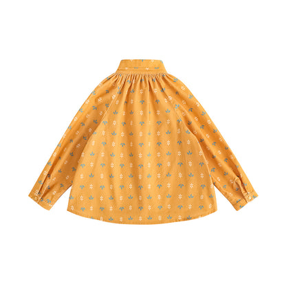 VAUVA Vauva FW23 - Girls Printed Cotton Corduroy Shirt (Yellow) Shirt