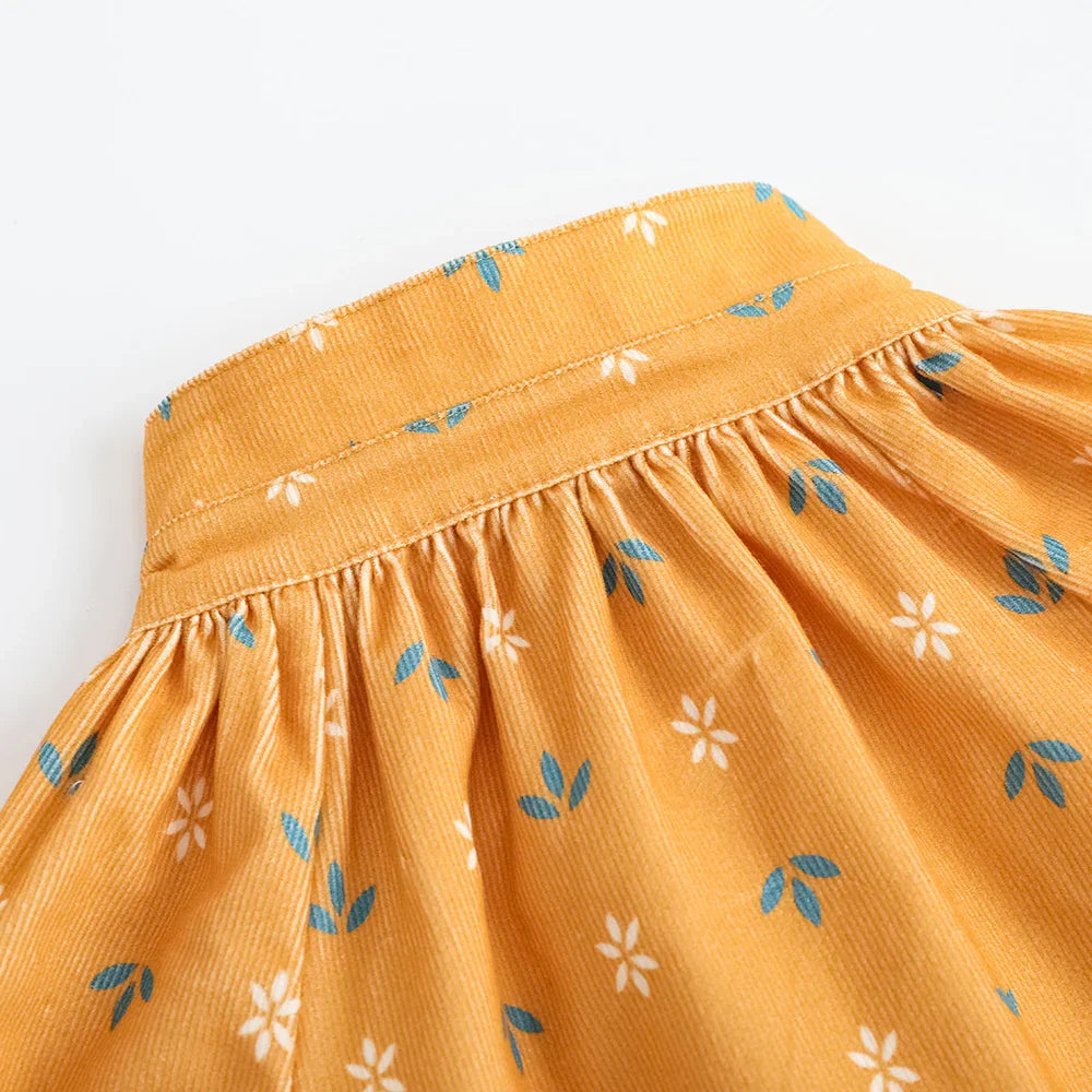 VAUVA Vauva FW23 - Girls Printed Cotton Corduroy Shirt (Yellow) Shirt