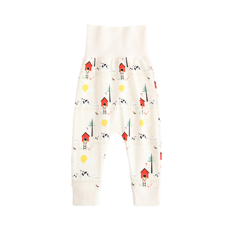 Vauva FW23 - Baby Unisex Nordic Style All Over Print Cotton High Waist Trousers product image front