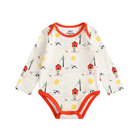 Vauva FW23 - Baby Unisex Nordic Style Print Cotton Long Sleeve Bodysuit (Red) product image front