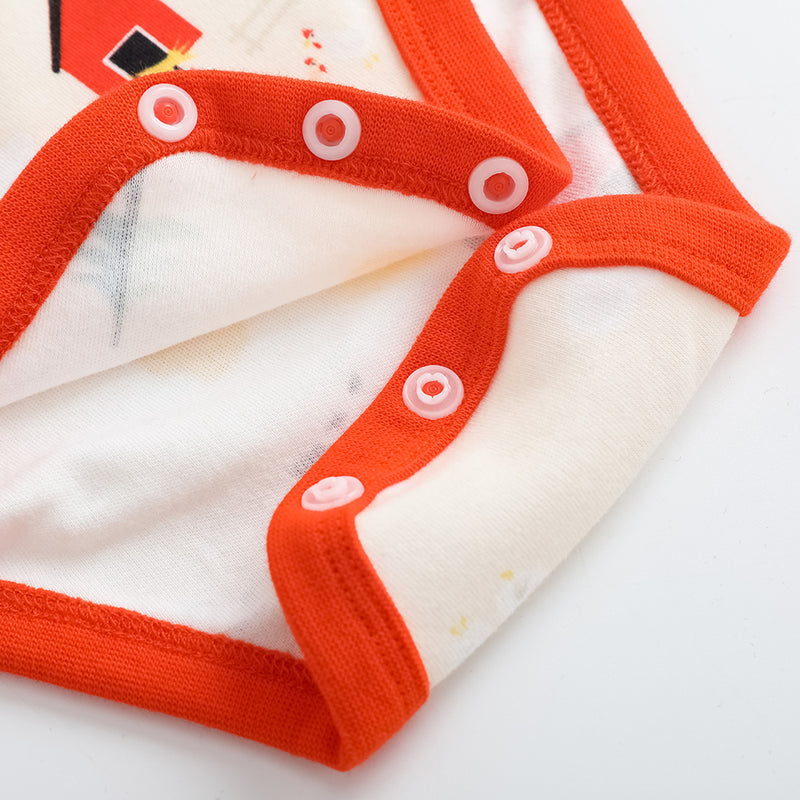 Vauva FW23 - Baby Unisex Nordic Style Print Cotton Long Sleeve Bodysuit (Red)