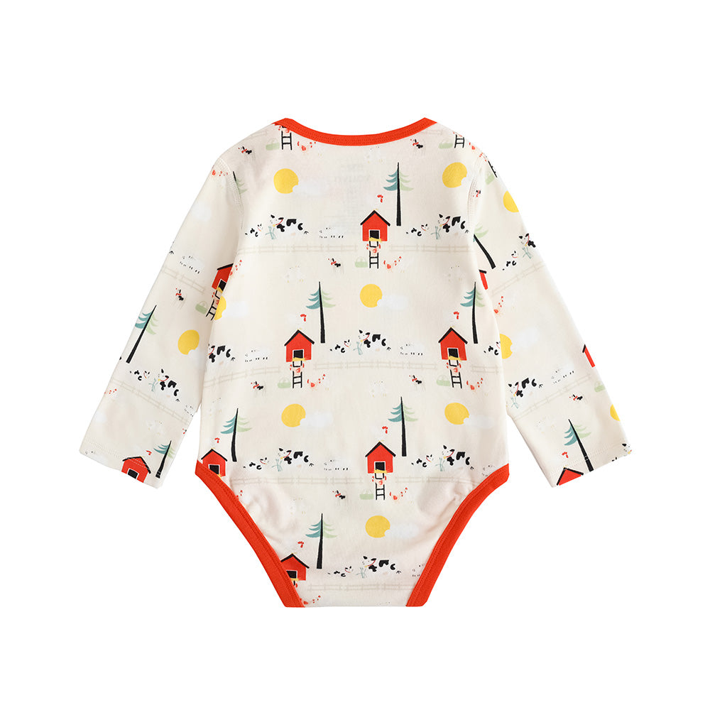 VAUVA Vauva FW23 - Baby Unisex Nordic Style Print Cotton Long Sleeve Bodysuit (Red)