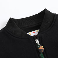 Vauva FW23 - Boys Zip Long Sleeve Jacket (Black/Green)-product image close up