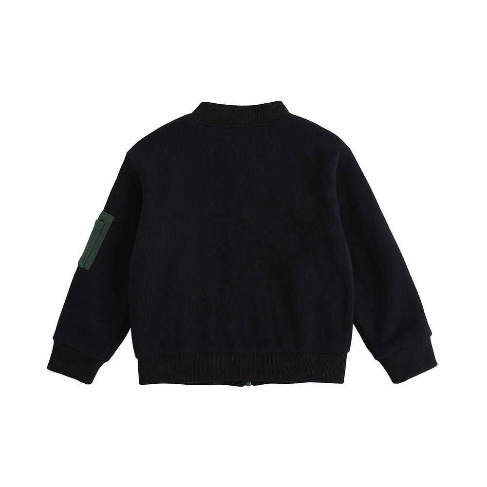 Vauva FW23 - Boys Zip Long Sleeve Jacket (Black/Green)-product image back