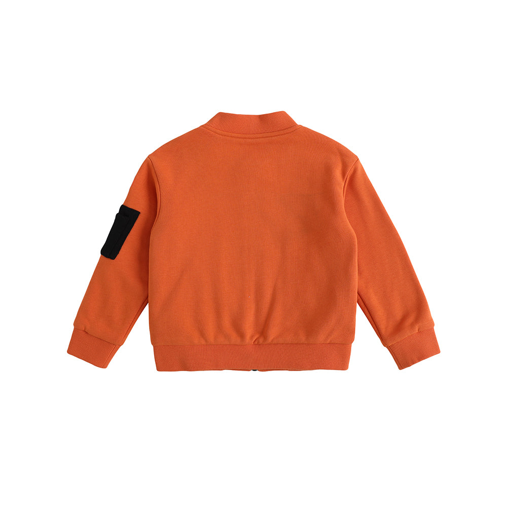Vauva FW23 - Boys Zip Long Sleeve Jacket (Orange/Black)-product image back