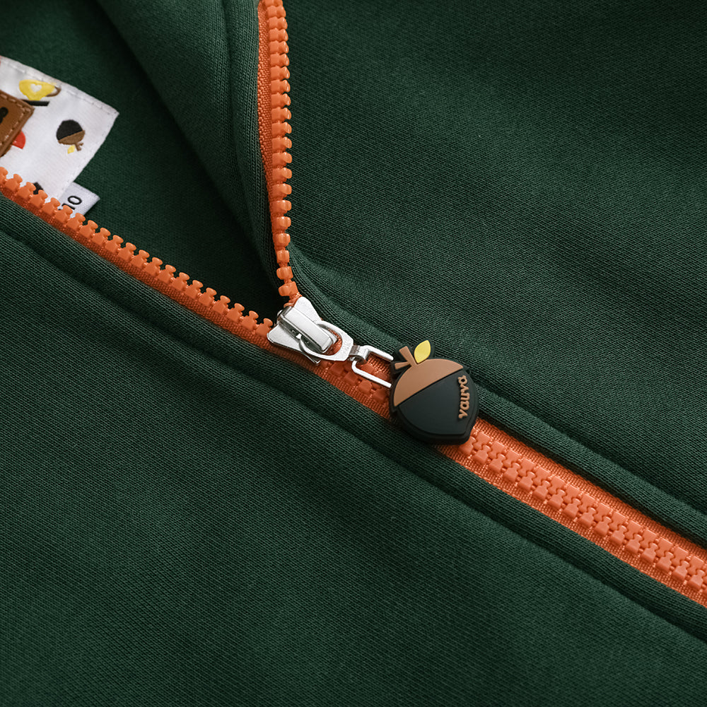 Vauva FW23 - Boys Zip Long Sleeve Jacket (Green/Orange)-product image close up