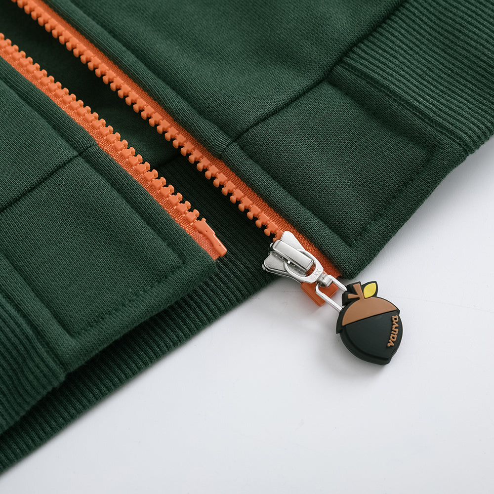 Vauva FW23 - Boys Zip Long Sleeve Jacket (Green/Orange)-product image close up