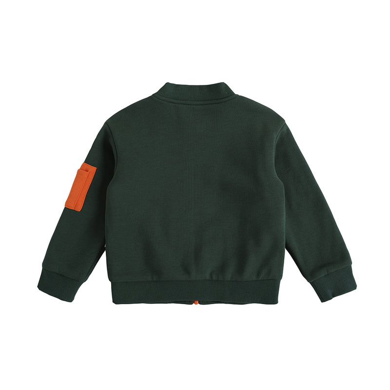Vauva FW23 - Boys Zip Long Sleeve Jacket (Green/Orange)-product image back
