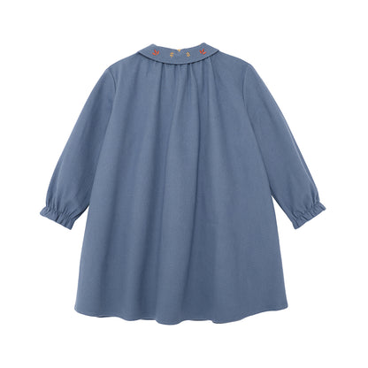 VAUVA Vauva FW23 - Girls Puff Sleeve Blue Dress Dress