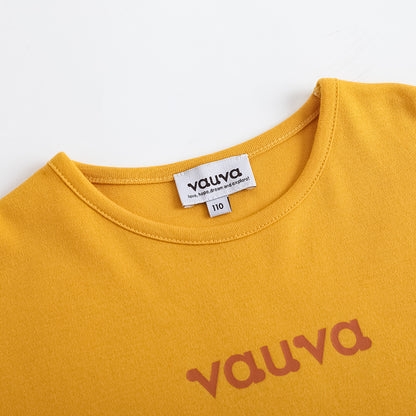 VAUVA Vauva FW23 - Kids Cotton Long Sleeve Crewneck T-Shirt (Natural Yellow) T-shirt