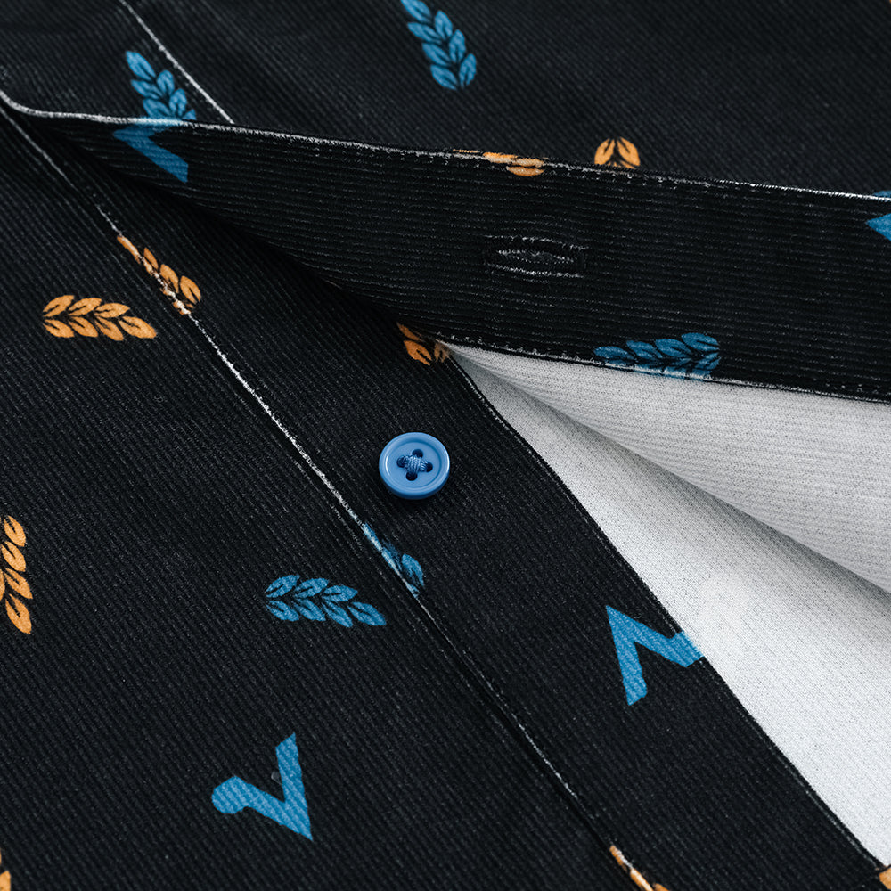 Vauva FW23 - Boys Double Pocket Corduroy Long Sleeve Shirt (Black)-product image close up
