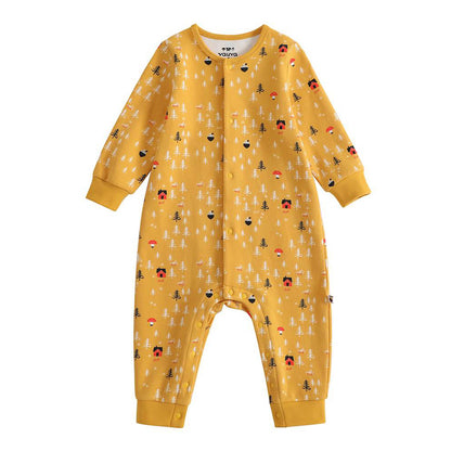 VAUVA Vauva 2022 Xmas Baby Graphic Print Long Sleeves Romper (Yellow) Romper