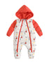VAUVA Vauva FW23 - Baby Unisex Nordic Style All Over Print Cotton Hood Long Sleeve Romper (Red) Romper