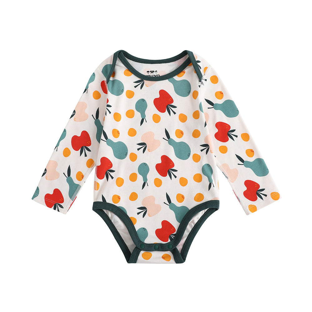 VAUVA Vauva FW23 - Baby Unisex Fruit Print Cotton Long Sleeve Bodysuit (Green)