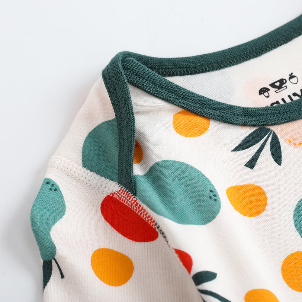 Vauva FW23 - Baby Unisex Fruit Print Cotton Long Sleeve Bodysuit (Green) - My Little Korner