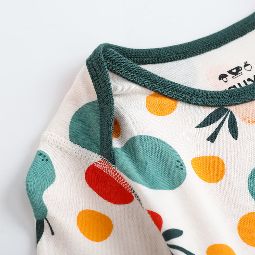 VAUVA Vauva FW23 - Baby Unisex Fruit Print Cotton Long Sleeve Bodysuit (Green)