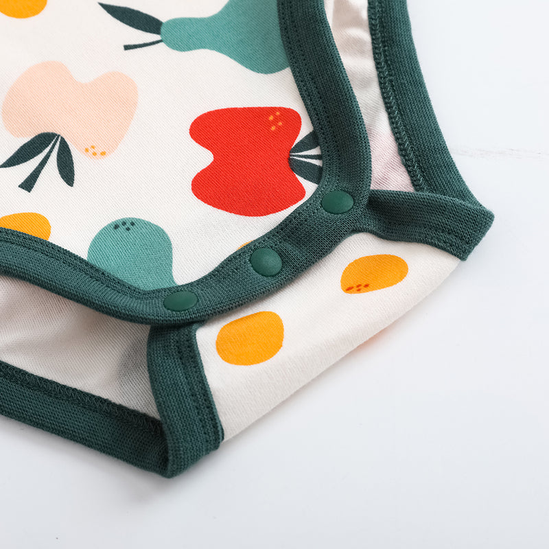 Vauva FW23 - Baby Unisex Fruit Print Cotton Long Sleeve Bodysuit (Green)