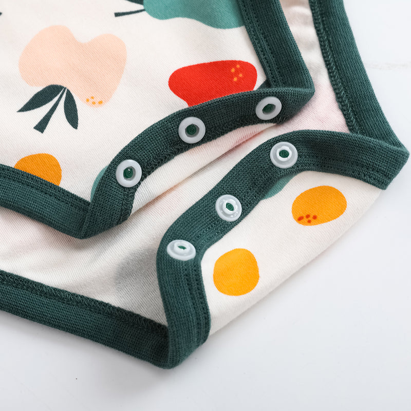 Vauva FW23 - Baby Unisex Fruit Print Cotton Long Sleeve Bodysuit (Green)