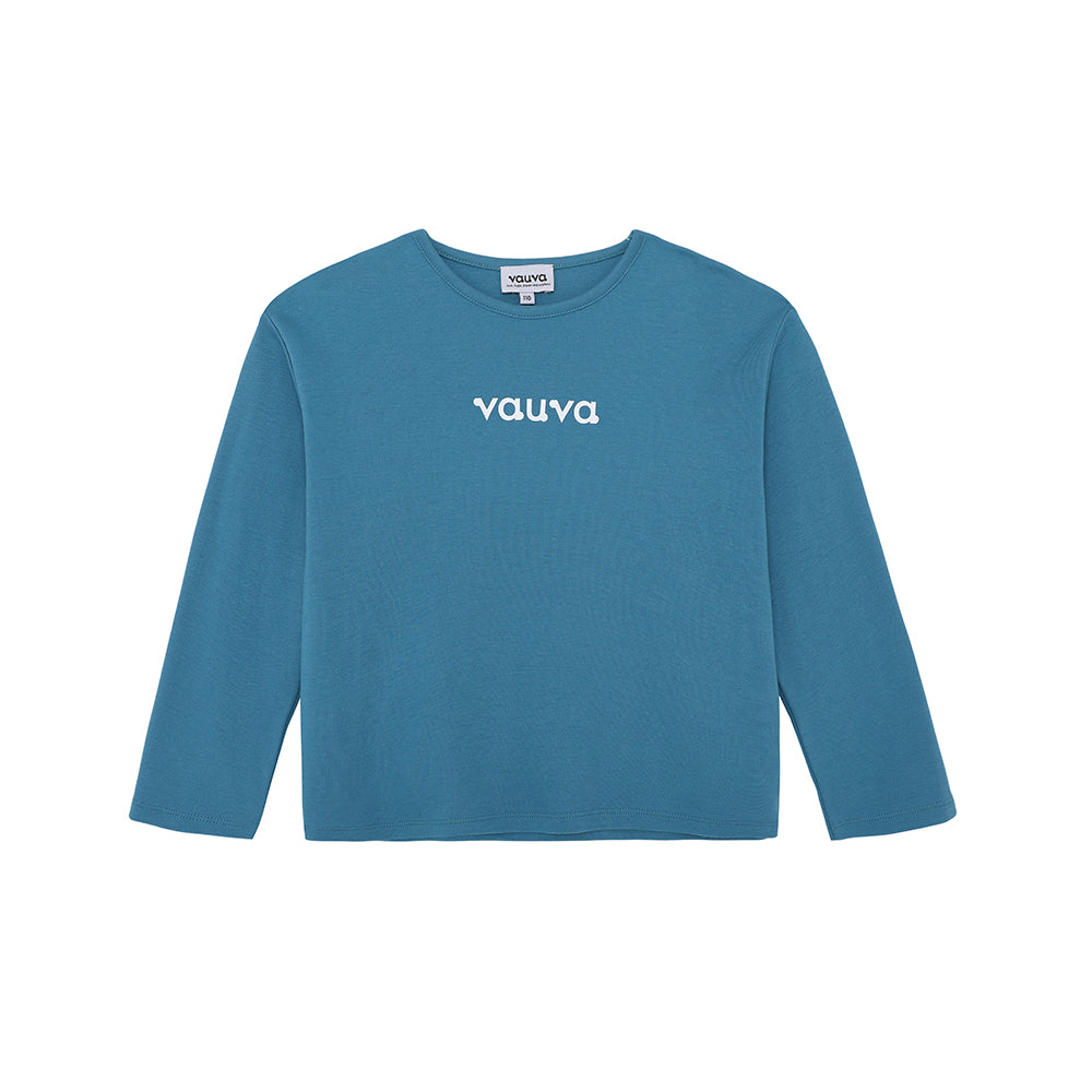 VAUVA Vauva FW23 - Girls Cotton Long Sleeve Crewneck T-Shirt (Blue)