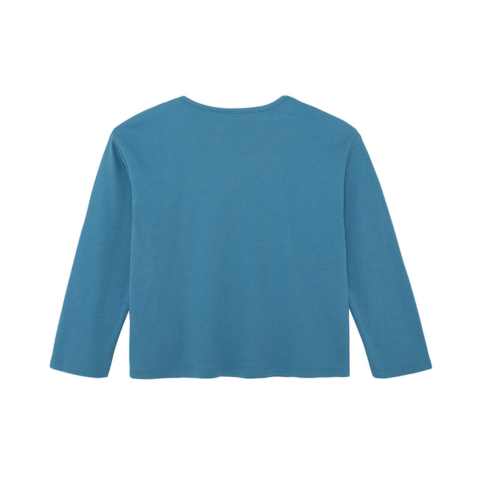 Vauva FW23 - Girls Cotton Long Sleeve Crewneck T-Shirt (Blue) - My Little Korner