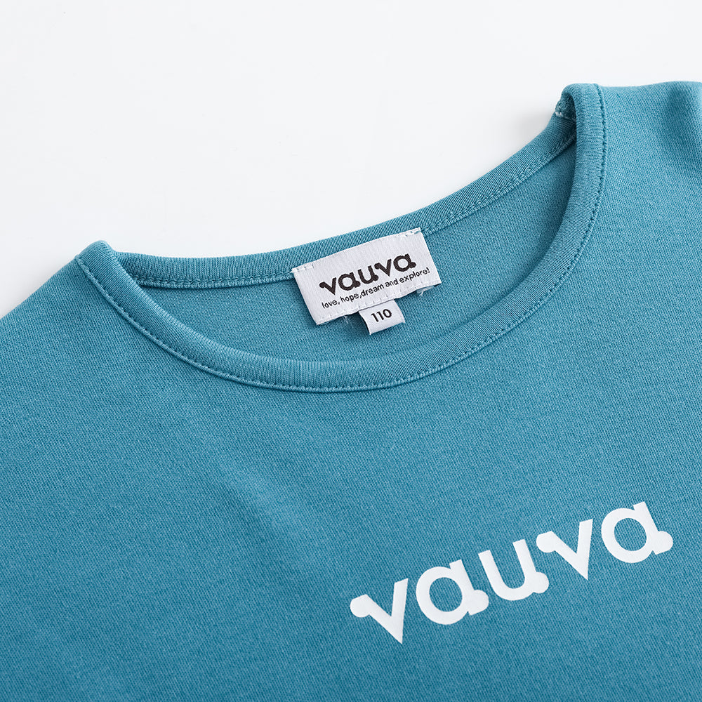 VAUVA Vauva FW23 - Girls Cotton Long Sleeve Crewneck T-Shirt (Blue)