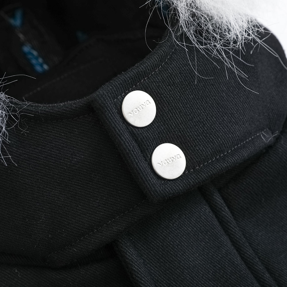 VAUVA Vauva FW23 - Boys Simple Embroidered Black Hooded Coat Coat &amp; Jacket