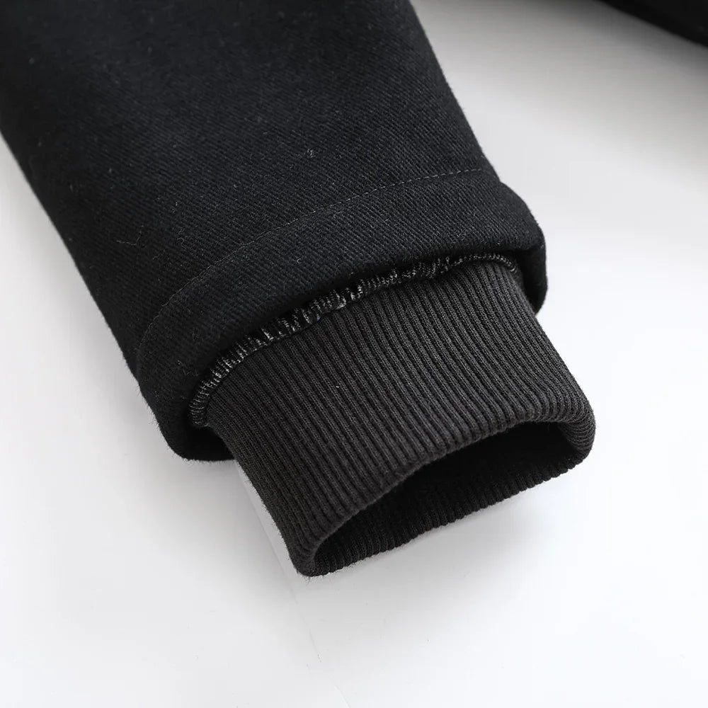 VAUVA Vauva FW23 - Boys Simple Embroidered Black Hooded Coat Coat & Jacket