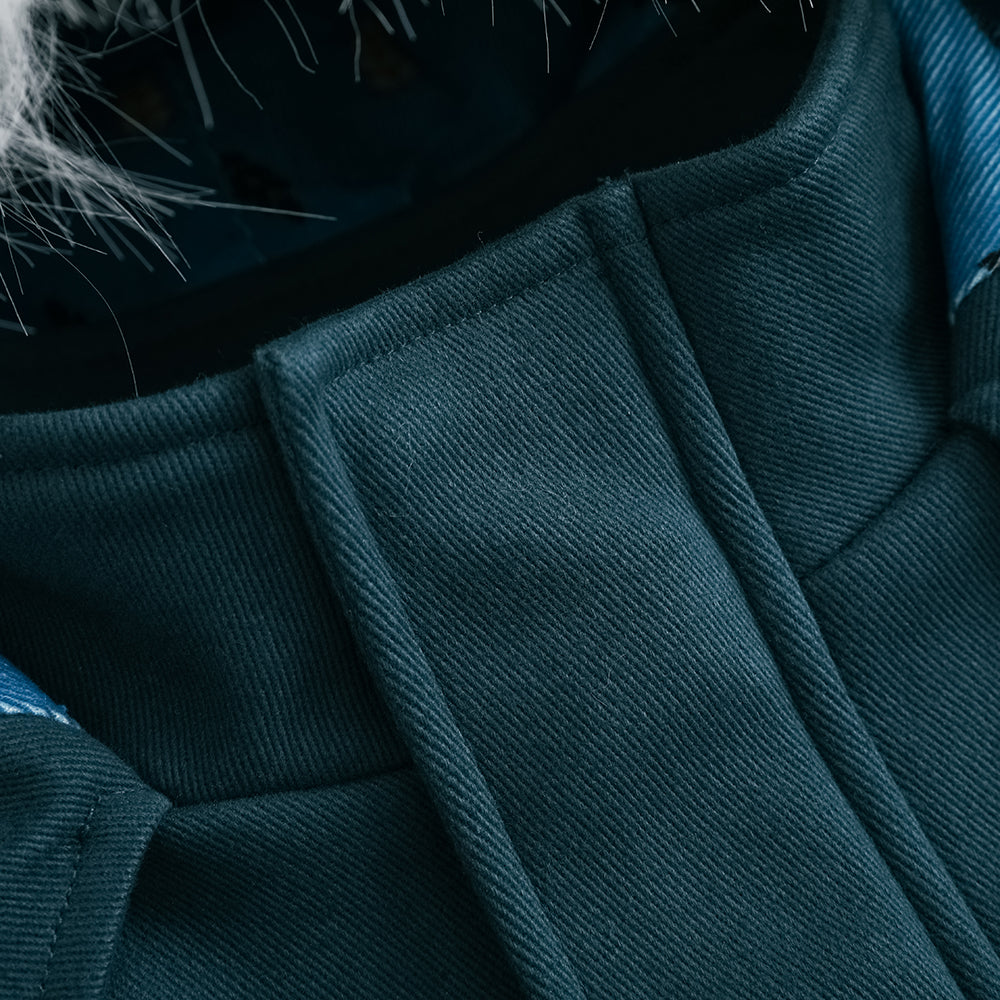 VAUVA Vauva FW23 - Boys Simple Embroidered Blue Hooded Coat Coat &amp; Jacket