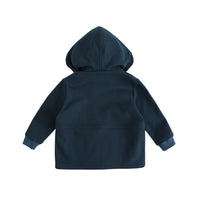 Vauva FW23 - Boys Simple Embroidered Blue Hooded Coat-product image back