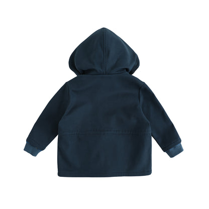 VAUVA Vauva FW23 - Boys Simple Embroidered Blue Hooded Coat Coat &amp; Jacket