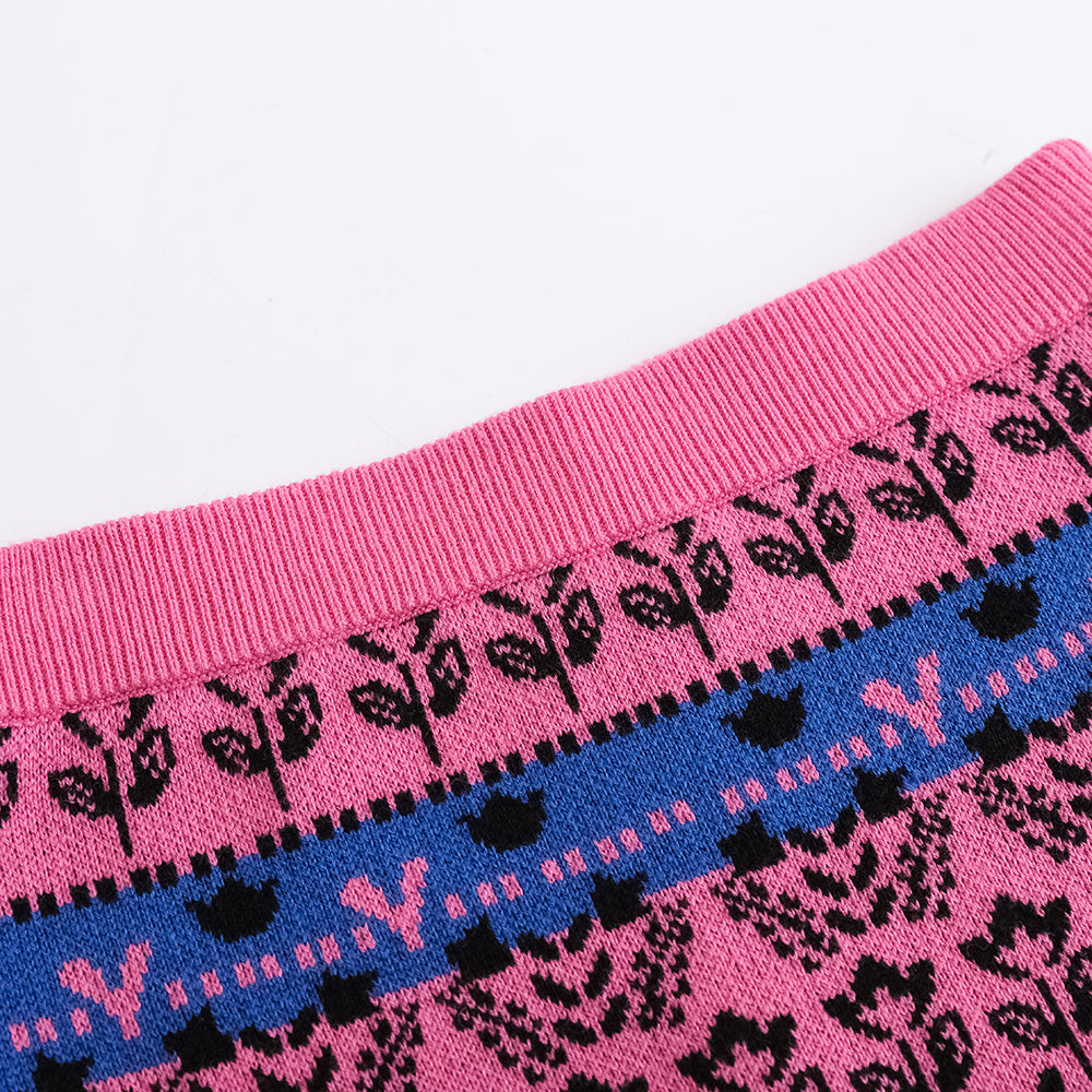 VAUVA Vauva FW23 - Girls Pink Printed Sweater Skirt Skirt