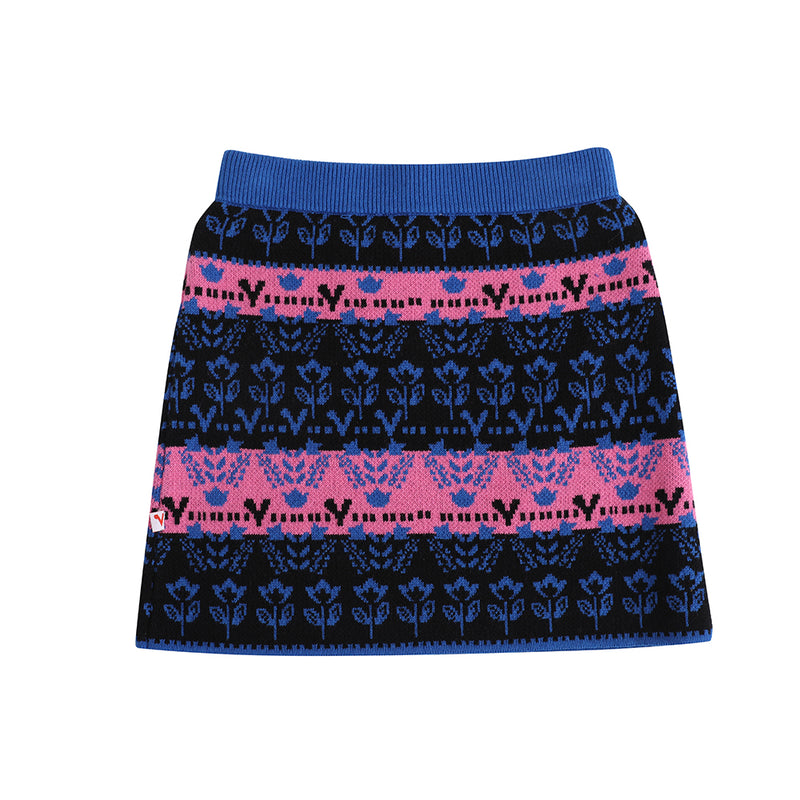 Vauva FW23 - Girls Blue Printed Sweater Skirt product image front