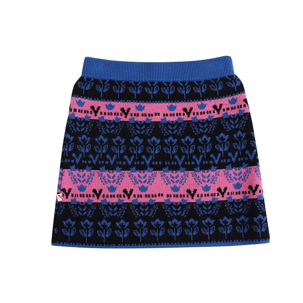 VAUVA Vauva FW23 - Girls Blue Printed Sweater Skirt Skirt