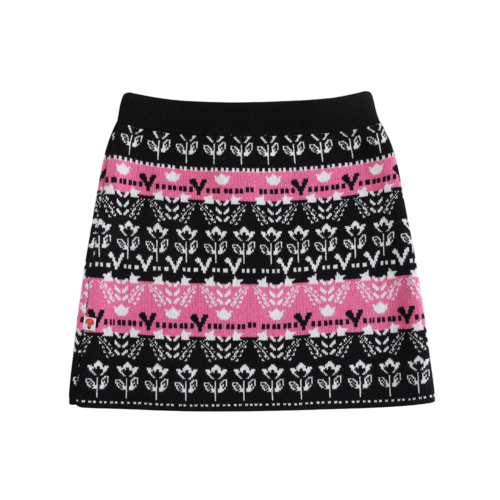 VAUVA Vauva FW23 - Girls Black Printed Sweater Skirt Skirt