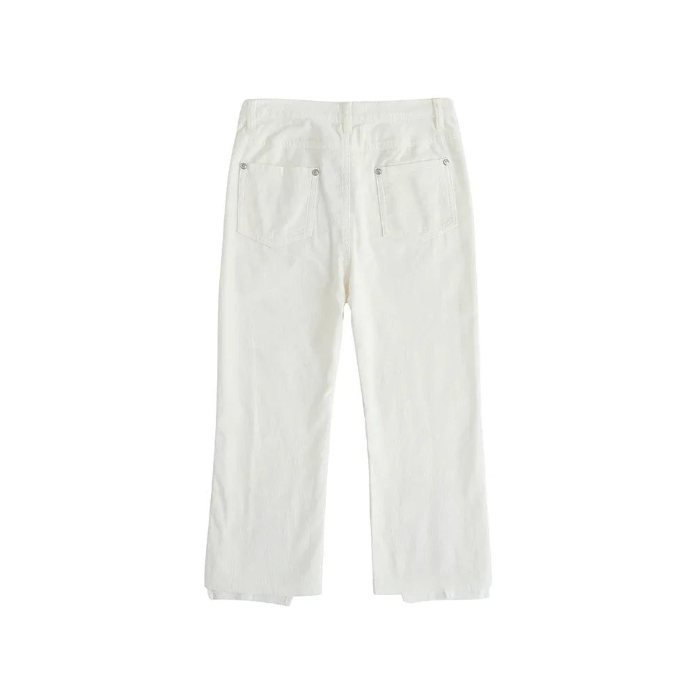 VAUVA Vauva FW23 - Girls Embroidered Flared Pants (White) Pants