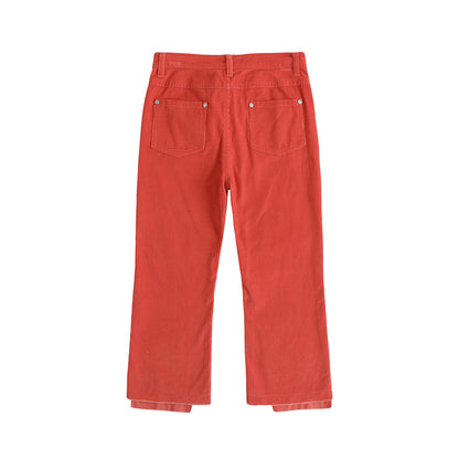 VAUVA Vauva FW23 - Girls Embroidered Flared Pants (Red) Pants