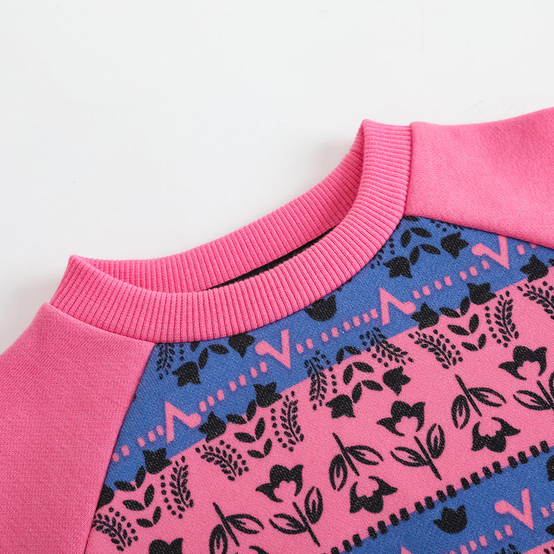 Vauva FW23 - Girls Organic Cotton Long Sweatshirt (Rose Pink) product image front zoom in
