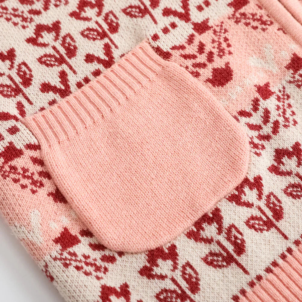 VAUVA Vauva FW23 - Girls Jacquard Cotton Cashmere Jacket (Pink) Coat & Jacket