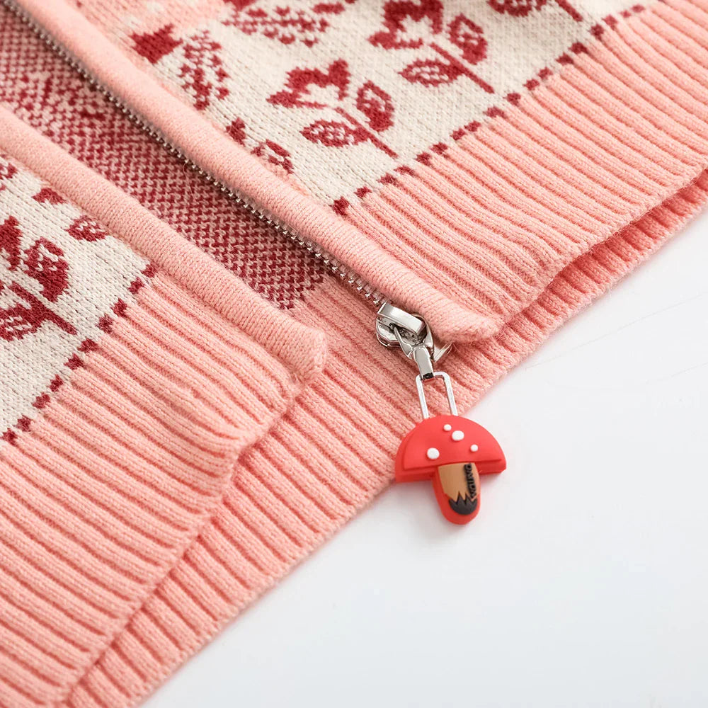 VAUVA Vauva FW23 - Girls Jacquard Cotton Cashmere Jacket (Pink) Coat & Jacket