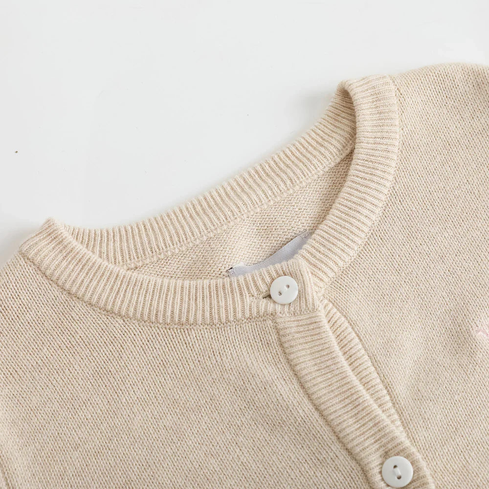 VAUVA Vauva FW23 - Girls Lace Cotton Cashmere Cardigan (White)