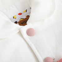 Vauva FW23 - Girls Embroidered Logo Quilted Coat (White)-product image close up