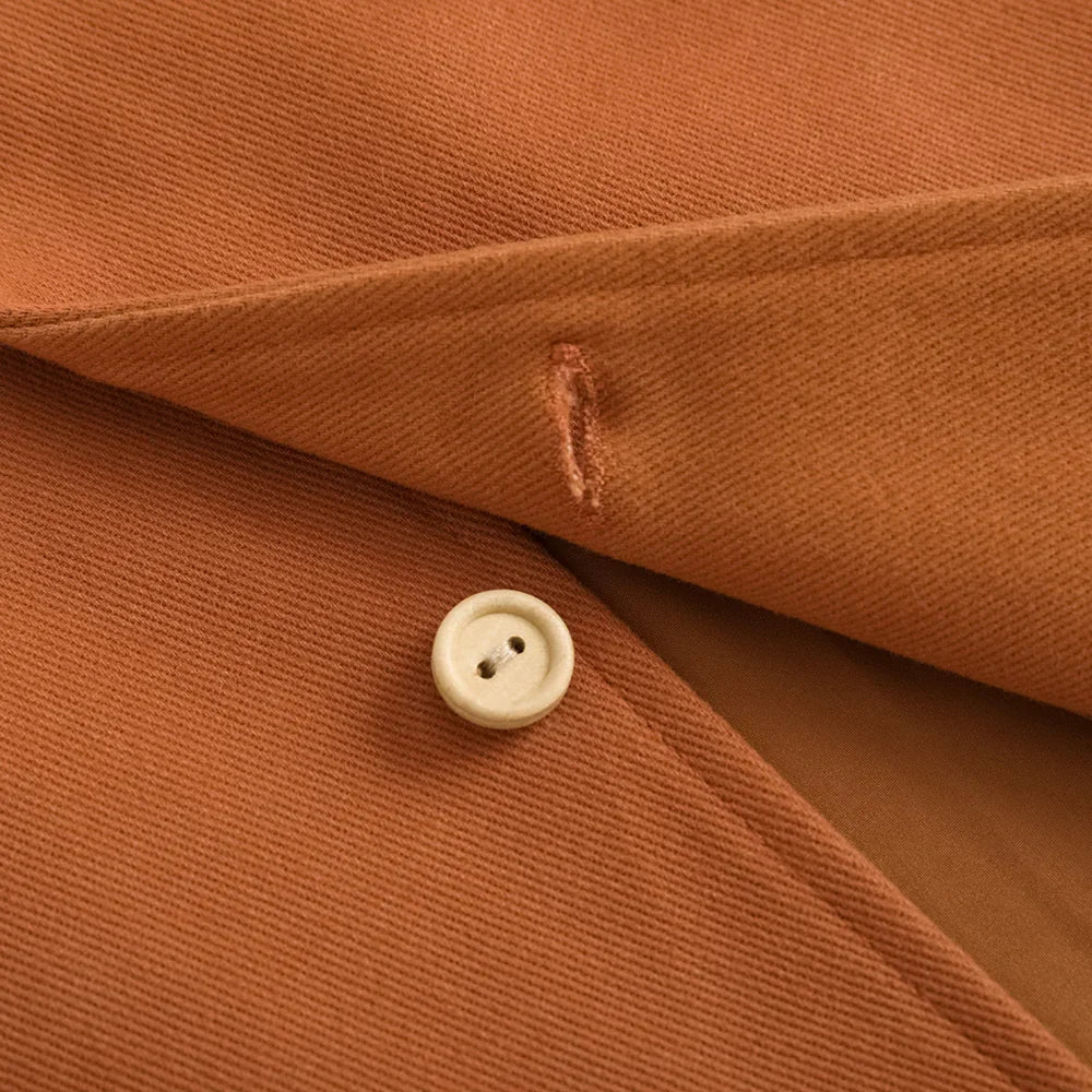 VAUVA Vauva FW23 - Girls Embroidered Twill Cotton Coat (Brown) Coat & Jacket
