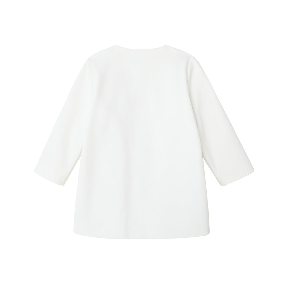 Vauva FW23 - Girls Embroidered Twill Cotton Coat (White) - My Little Korner