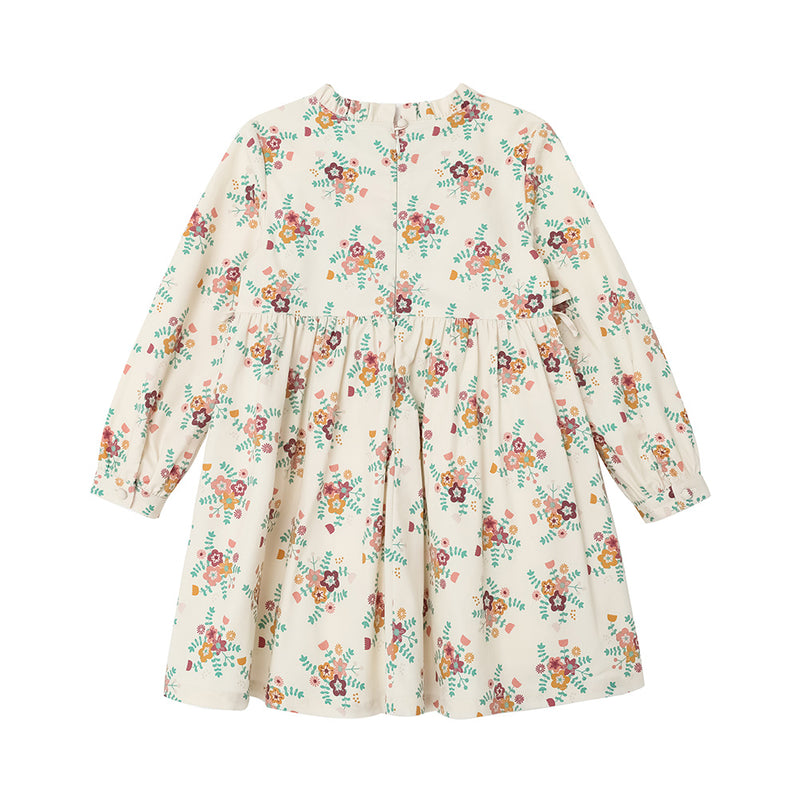 Vauva FW23 - Girls White Floral Dress-product image front back