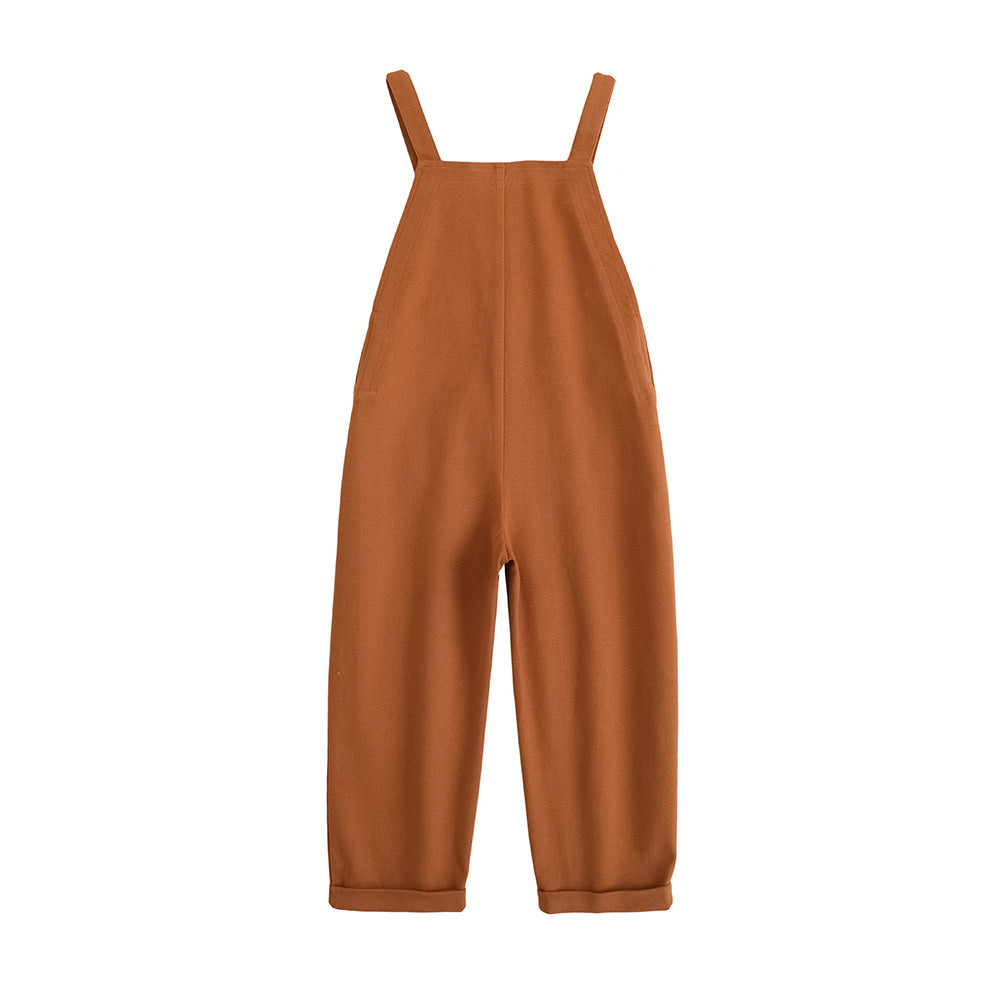 VAUVA Vauva FW23 - Kids Embroidered Cotton Dungarees (Orange) Dungarees